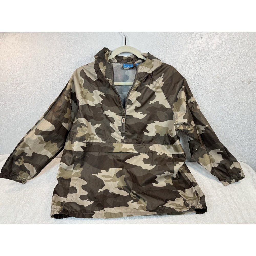 The Childrens Place Camouflage Pullover Windbreaker Jacket Boys Size L 10/12